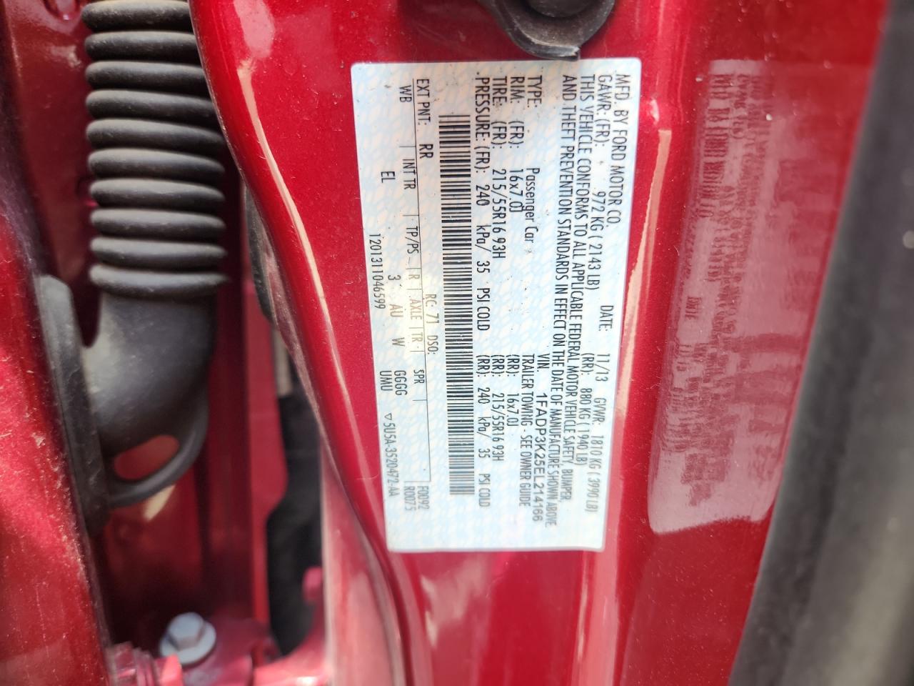 FORD FOCUS 2014 VIN 1FADP3K25EL214166 photo 12
