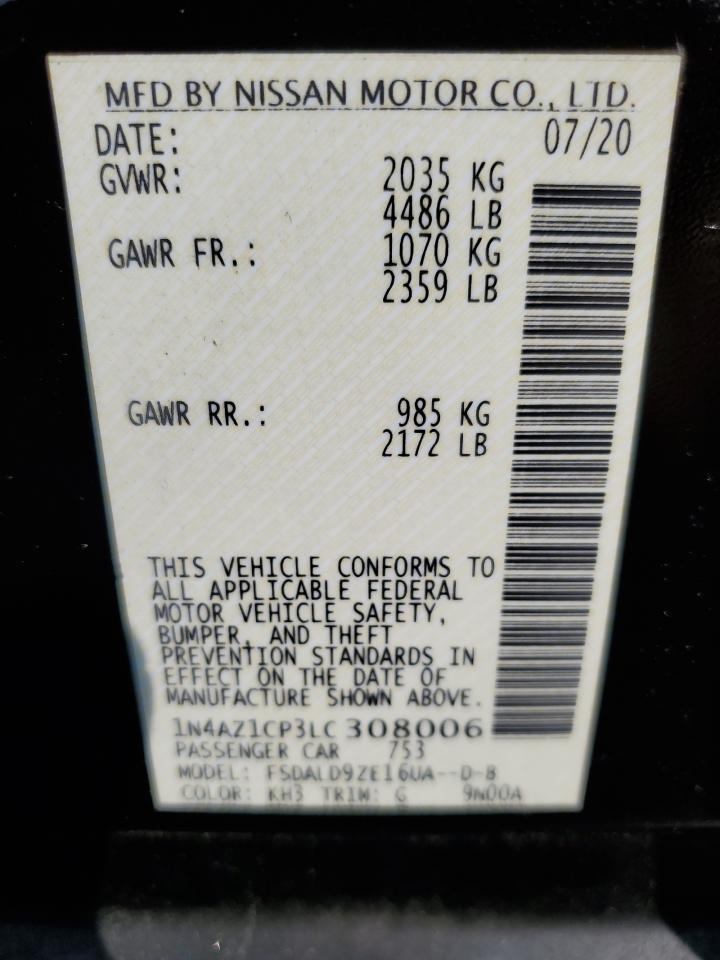2020 Nissan Leaf Sv VIN: 1N4AZ1CP3LC308006 Lot: 60466975