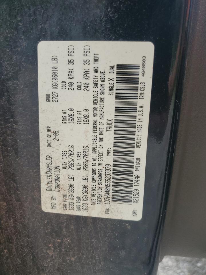 2005 Dodge Dakota Quad Slt VIN: 1D7HW48N55S237979 Lot: 62791915