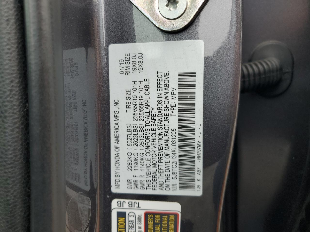 ACURA RDX 2019 VIN 5J8TC2H34KL031205 фото 14