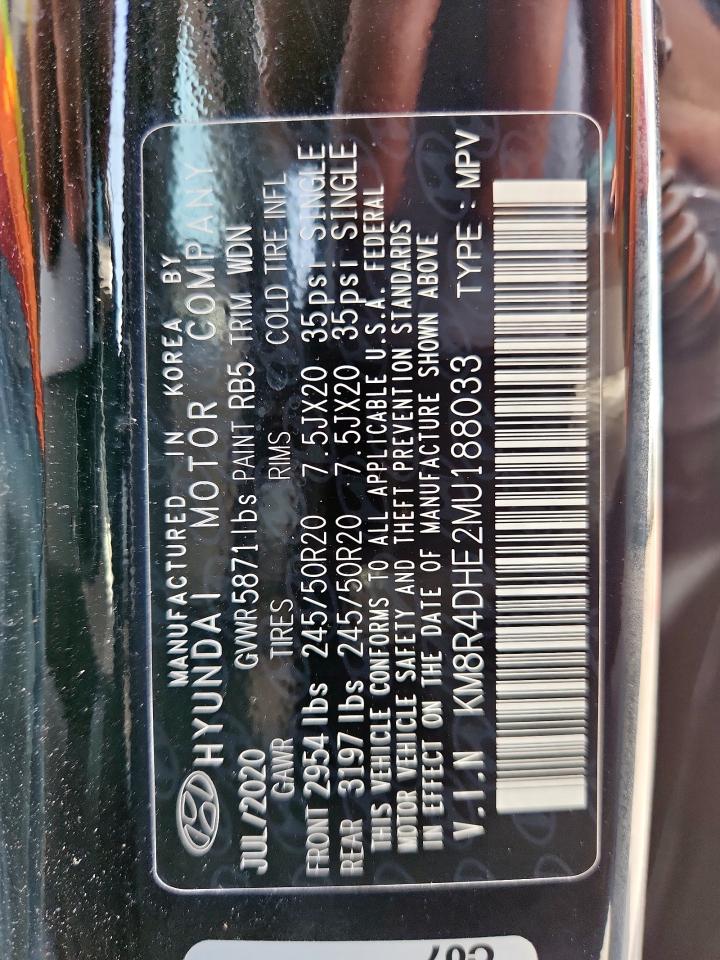 2021 Hyundai Palisade Sel VIN: KM8R4DHE2MU188033 Lot: 61452635