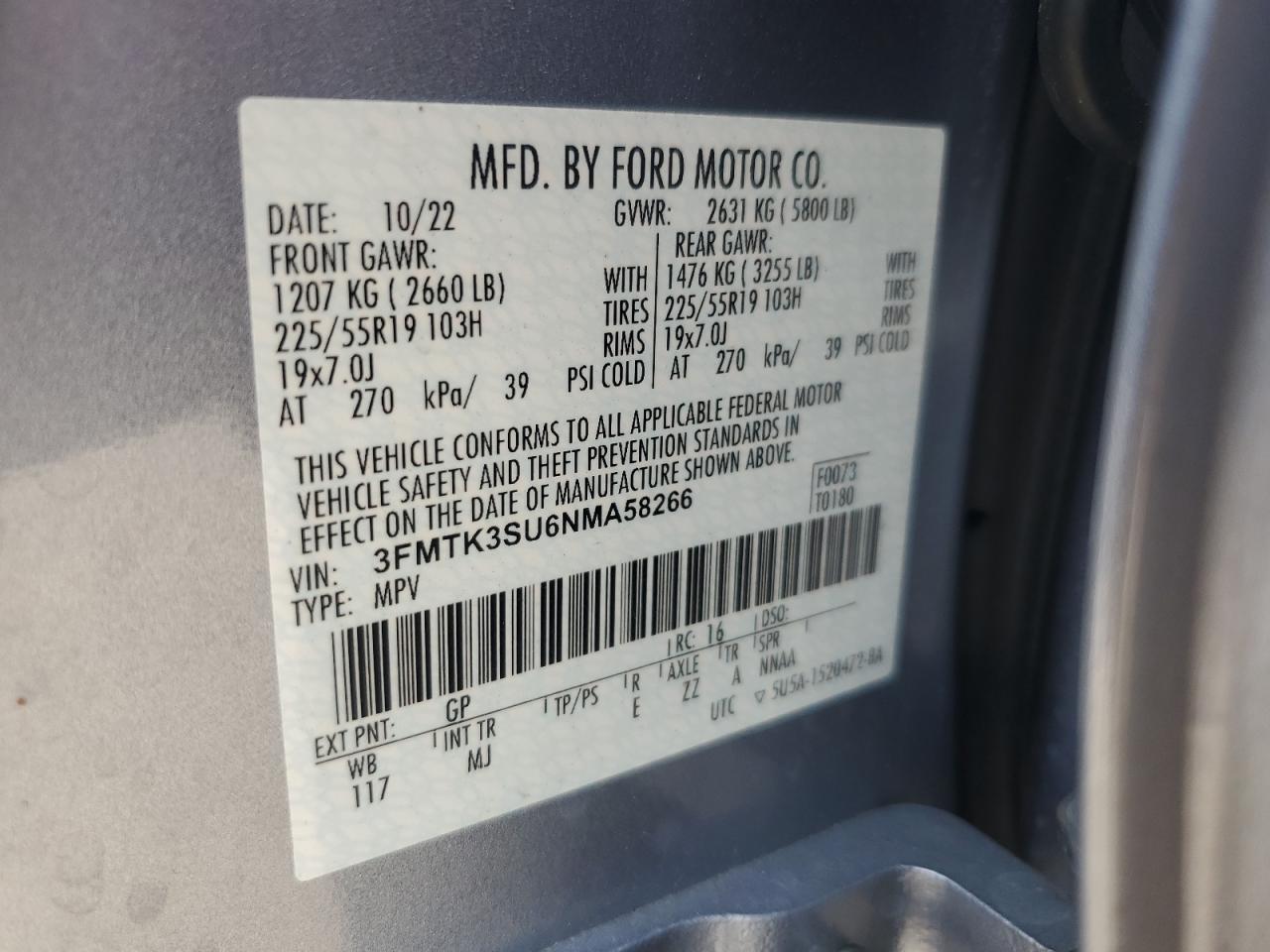 2022 Ford Mustang Mach-E Premium VIN: 3FMTK3SU6NMA58266 Lot: 63037625