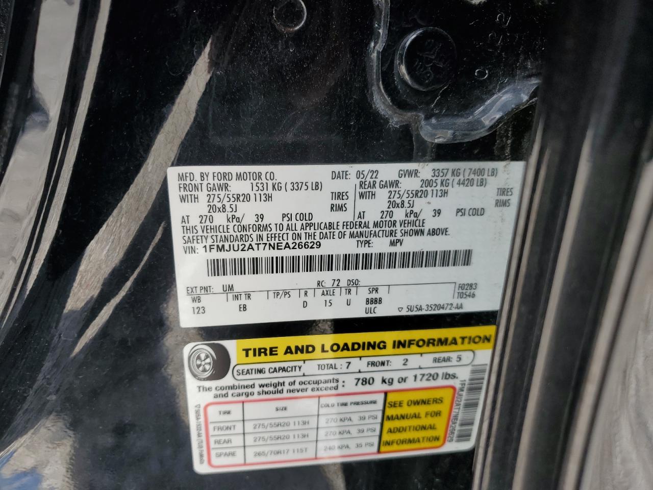 1FMJU2AT7NEA26629 FORD EXPEDITION 2022