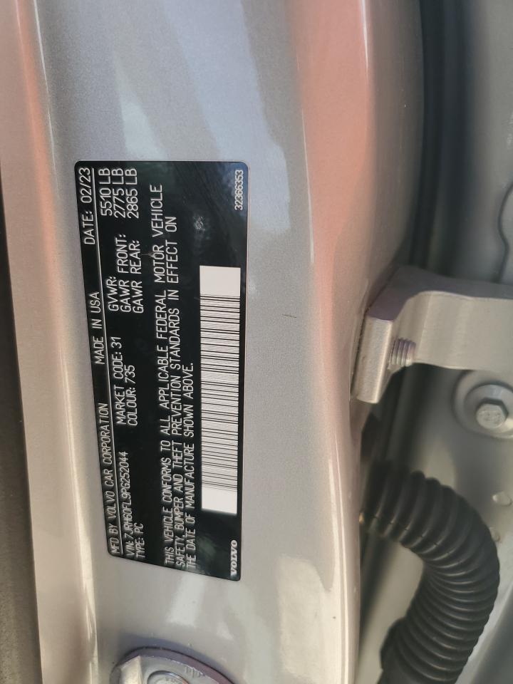 2023 Volvo S60 Plus VIN: 7JRH60FL9PG252044 Lot: 60442785