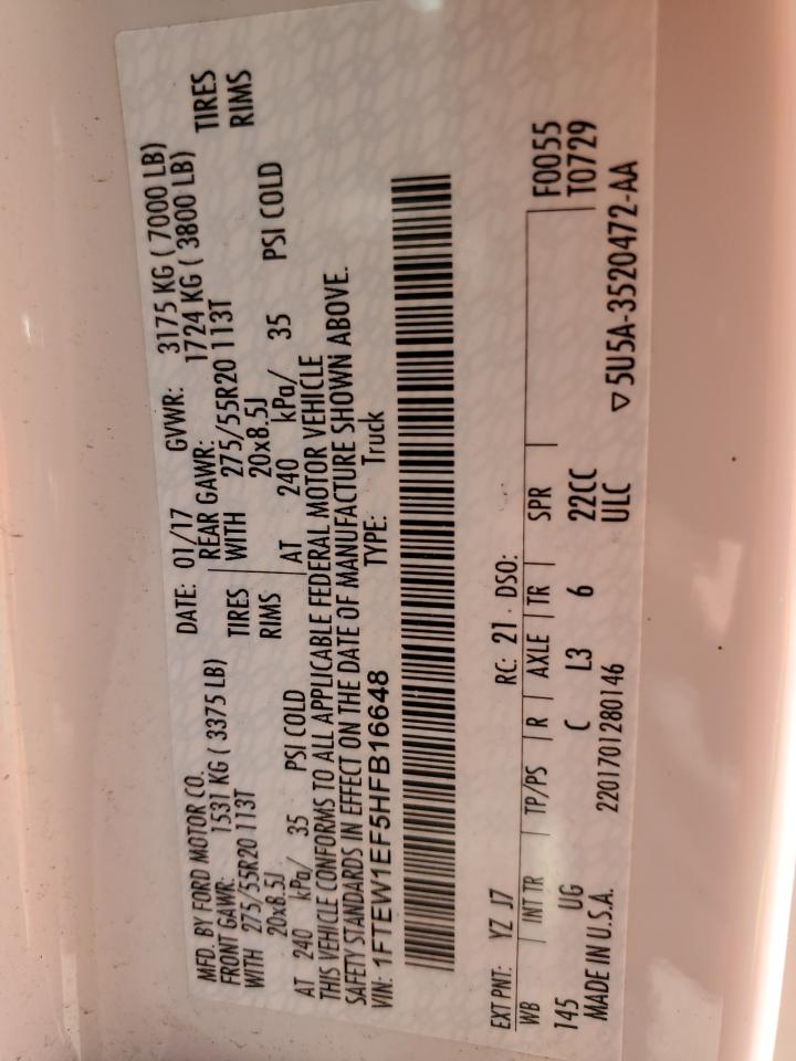 1FTEW1EF5HFB16648 FORD F-150 2017