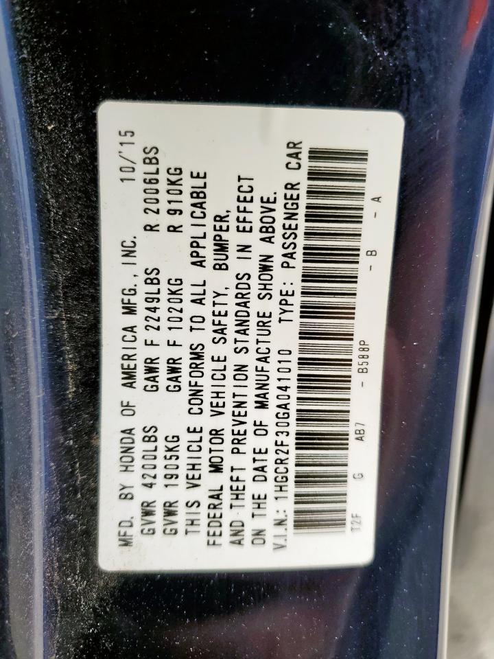 1HGCR2F30GA041010 HONDA ACCORD 2016