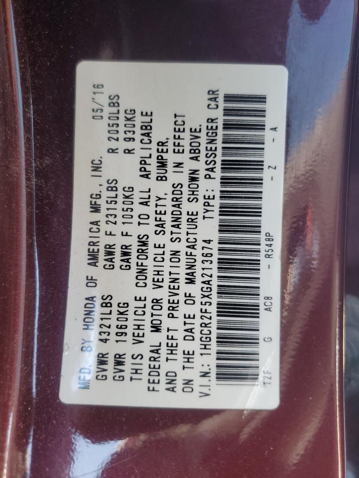 2016 Honda Accord Sport VIN: 1HGCR2F5XGA213674 Lot: 63100695
