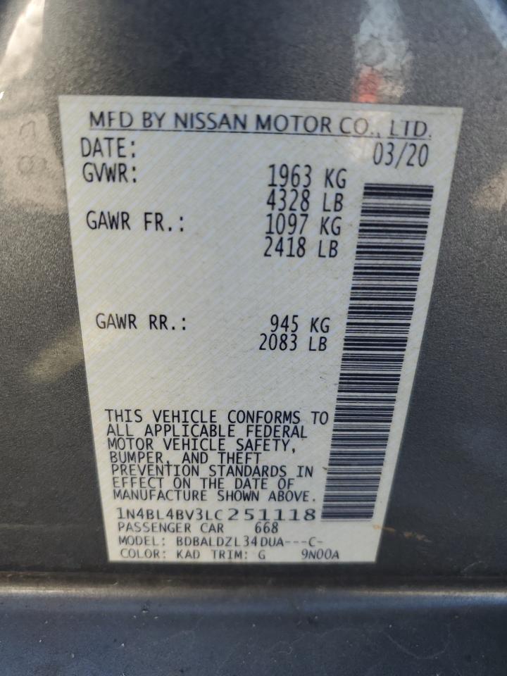 1N4BL4BV3LC251118 NISSAN ALTIMA 2020