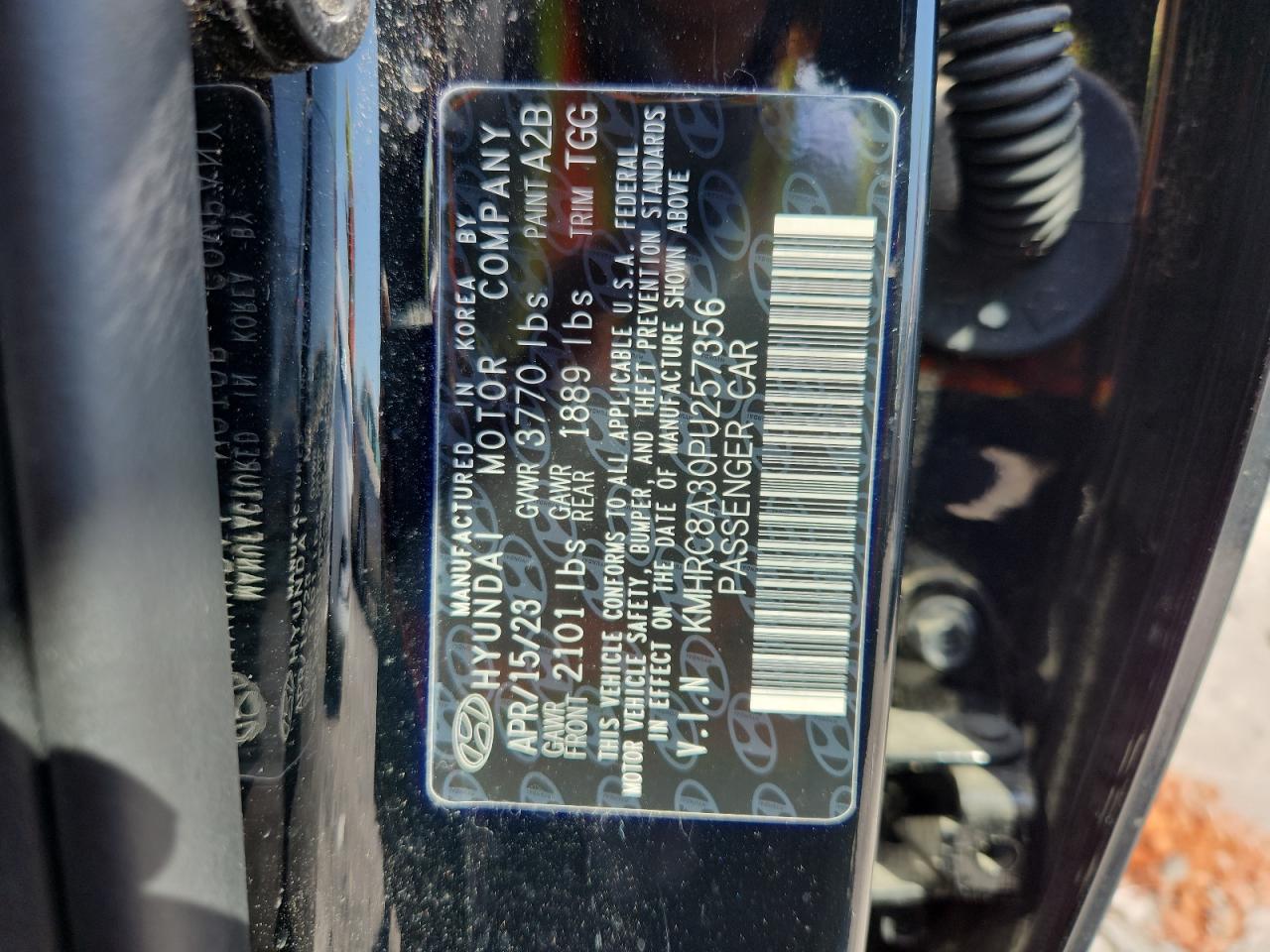 2023 Hyundai Venue Sel VIN: KMHRC8A30PU257356 Lot: 61565075