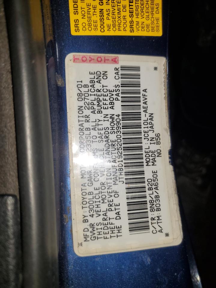 2002 Lexus Is 300 VIN: 039904 Lot: 62617015