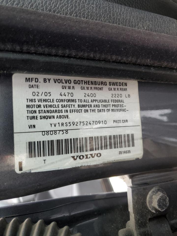 2005 Volvo S60 2.5T VIN: YV1RS592752470910 Lot: 62890415