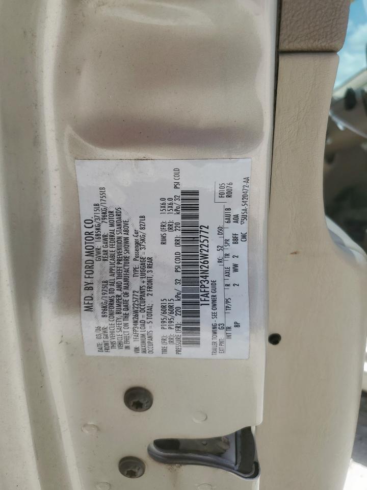 2006 Ford Focus Zx4 VIN: 1FAFP34N26W225772 Lot: 62657045