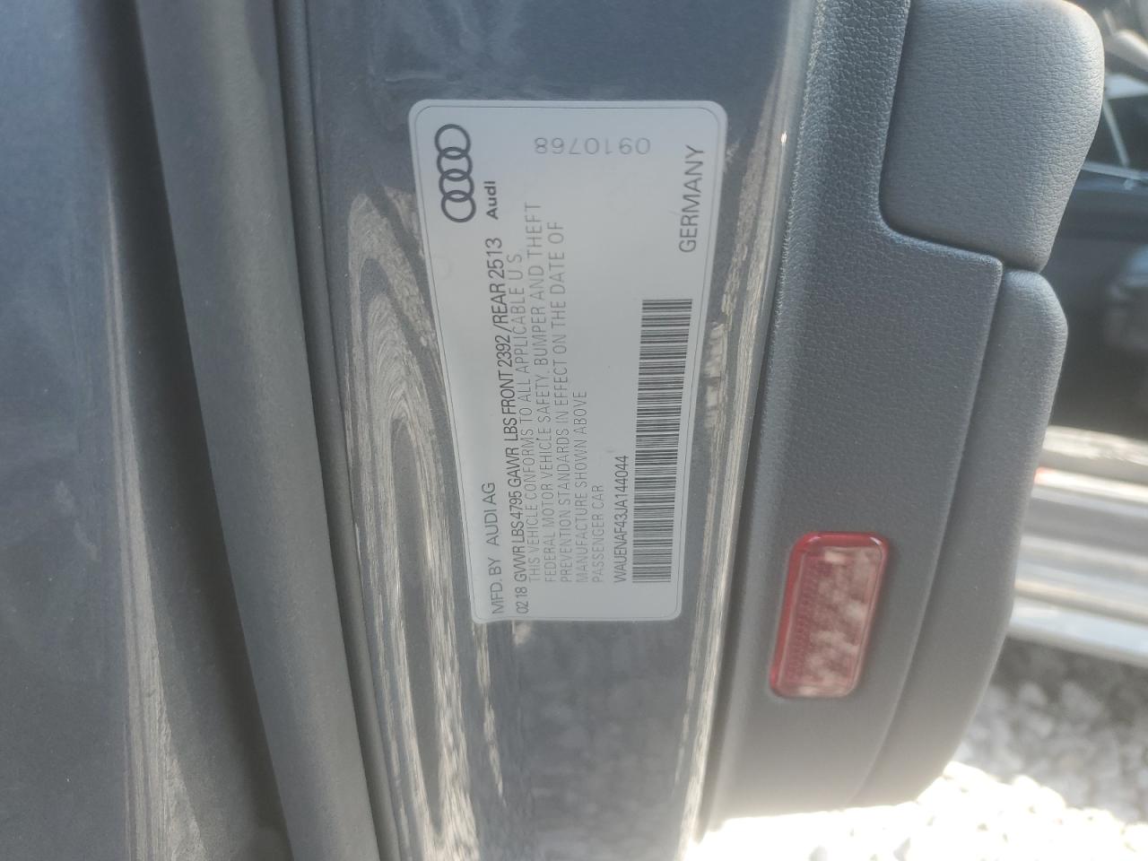 2018 Audi A4 Premium Plus VIN: WAUENAF43JA144044 Lot: 62135475
