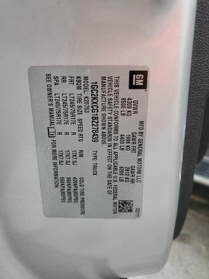 2011 Chevrolet Silverado K2500 Heavy Duty Lt VIN: 1GC2KXCG1BZ278439 Lot: 59186535