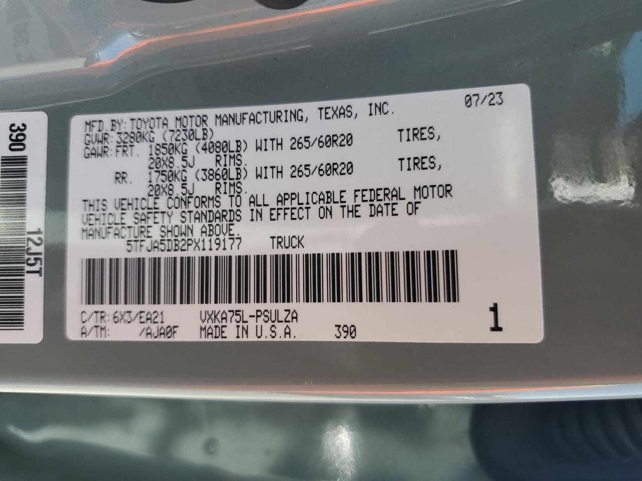 TOYOTA TUNDRA 2023 VIN 5TFJA5DB2PX119177 zdjęcie 12