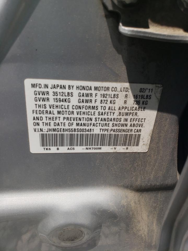 2011 Honda Fit Sport VIN: JHMGE8H55BS003481 Lot: 59498575