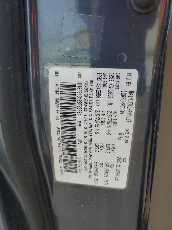 2002 Dodge Grand Caravan Se VIN: 1B4GP24342B733764 Lot: 60354835
