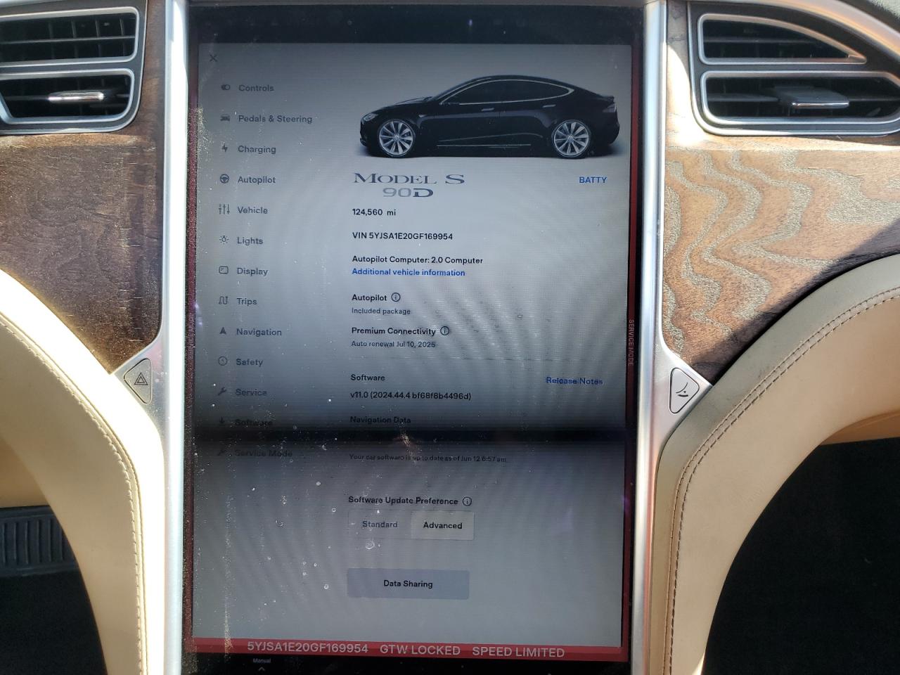 2016 Tesla Model S VIN: 5YJSA1E20GF169954 Lot: 61974475