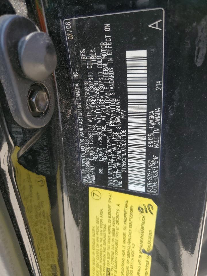 2007 Lexus Rx 350 VIN: 2T2HK31U97C021196 Lot: 62922155