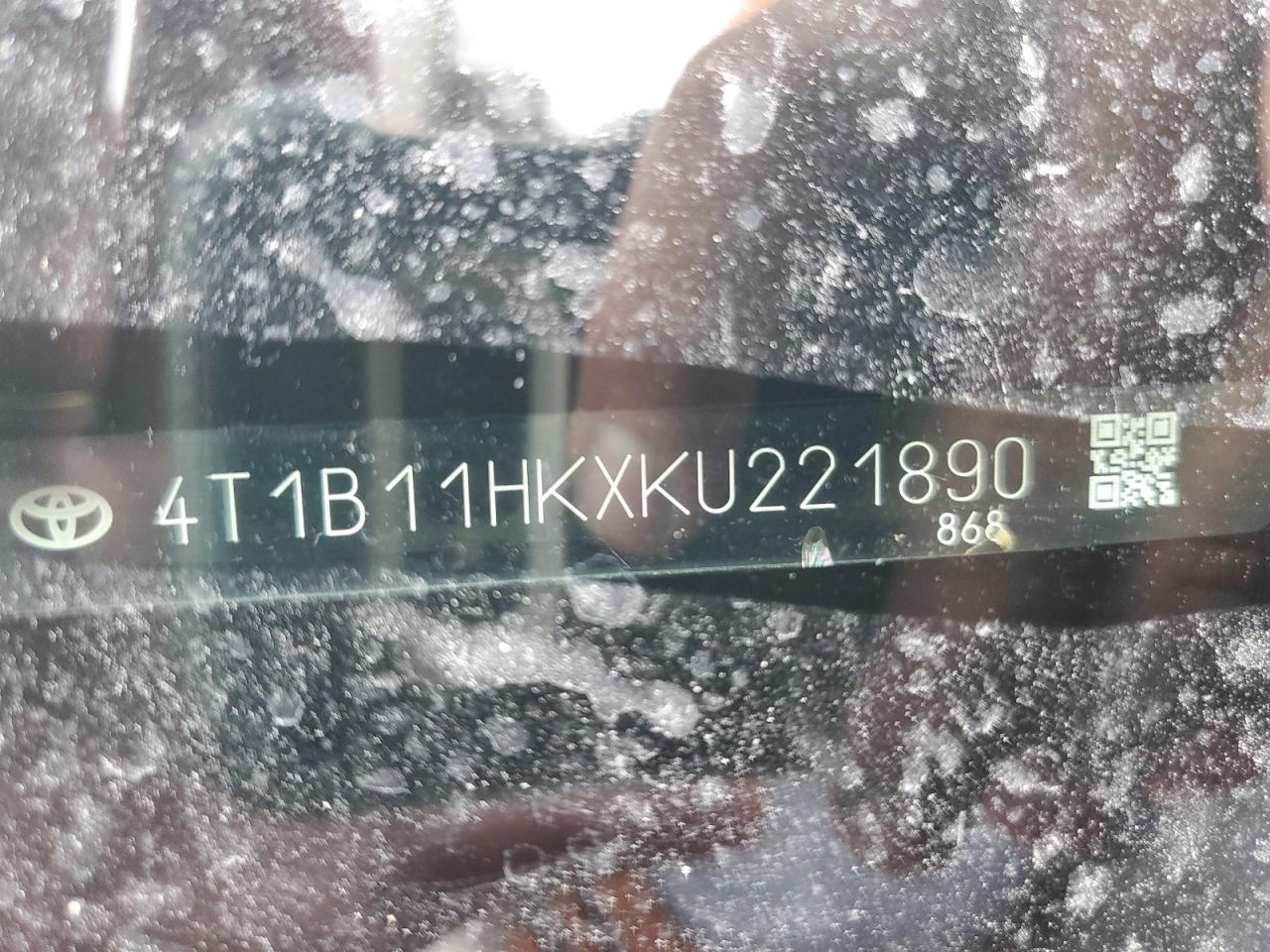 4T1B11HKXKU221890 TOYOTA CAMRY 2019