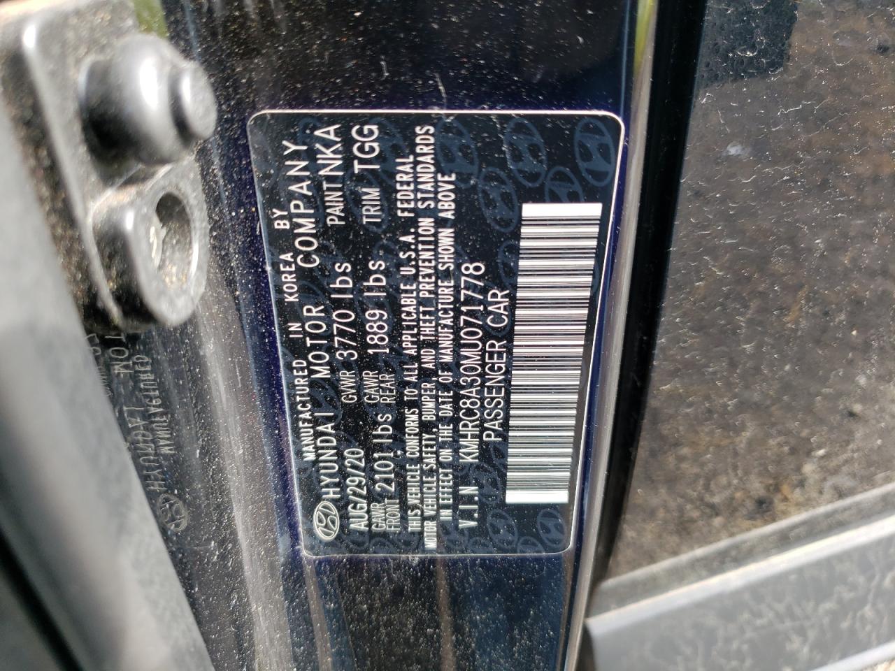 2021 Hyundai Venue Sel VIN: KMHRC8A30MU071778 Lot: 61251785