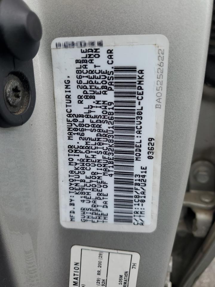 2003 Toyota Camry Le VIN: 4T1BE32K83U126819 Lot: 60066715