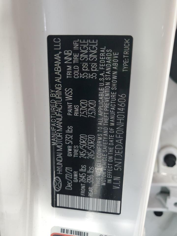 2022 Hyundai Santa Cruz Limited VIN: 5NTJEDAF0NH014606 Lot: 62582245