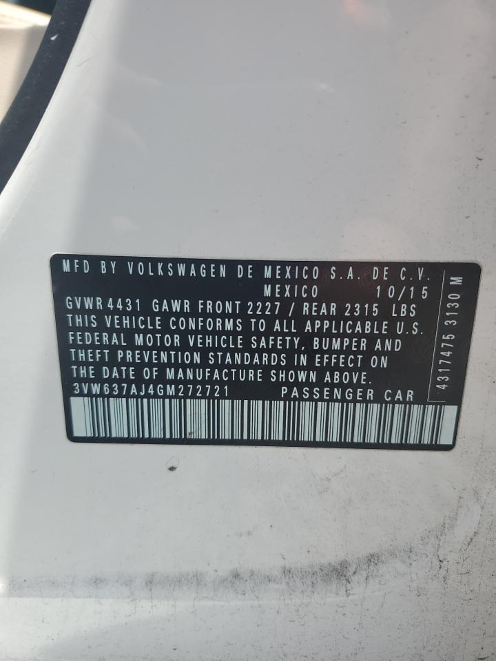 2016 Volkswagen Jetta Hybrid VIN: 3VW637AJ4GM272721 Lot: 60788225