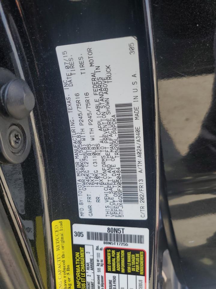 2015 Toyota Tacoma Double Cab Prerunner VIN: 5TFJX4GN9FX050484 Lot: 62051725