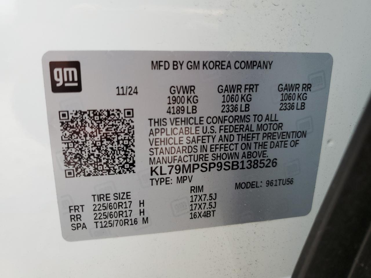 2025 Chevrolet Trailblazer Lt VIN: KL79MPSP9SB138526 Lot: 60532305