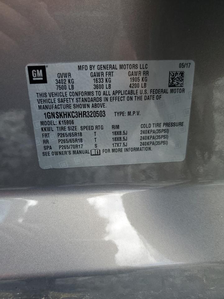 2017 Chevrolet Suburban K1500 Lt VIN: 1GNSKHKC3HR320503 Lot: 62588255