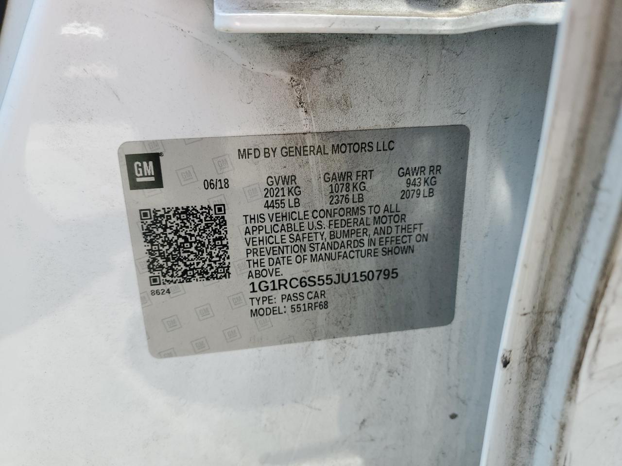 2018 Chevrolet Volt Lt VIN: 1G1RC6S55JU150795 Lot: 62154945