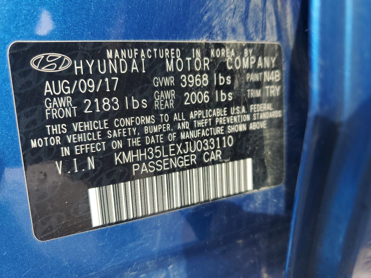 2018 Hyundai Elantra Gt VIN: KMHH35LEXJU033110 Lot: 61050525