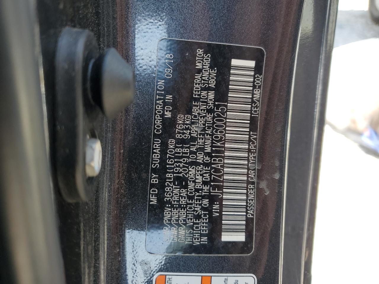 2019 Subaru Brz Premium VIN: JF1ZCAB11K9600251 Lot: 60756505