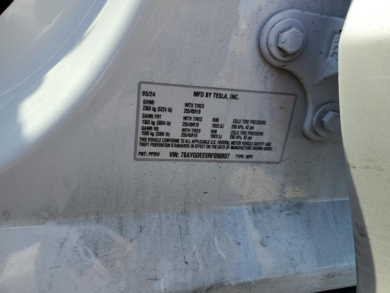 TESLA MODEL Y 2024 VIN 7SAYGDEE5RF090807 фото 12