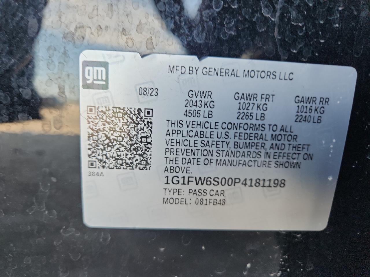 1G1FW6S00P4181198 CHEVROLET BOLT 2023