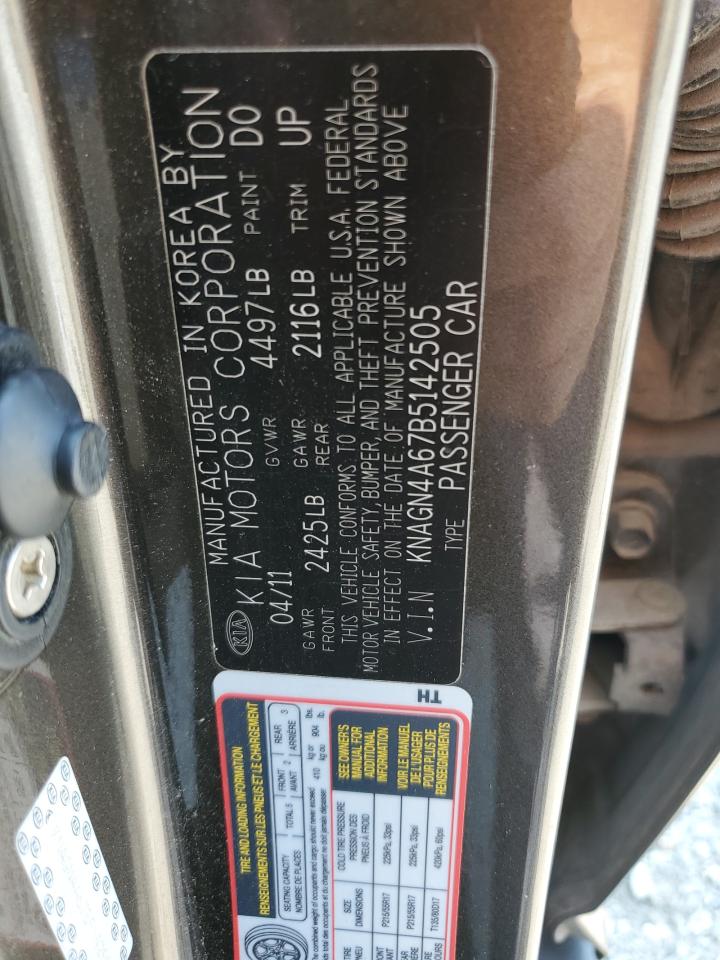 KIA OPTIMA 2011 VIN KNAGN4A67B5142505 photo 12
