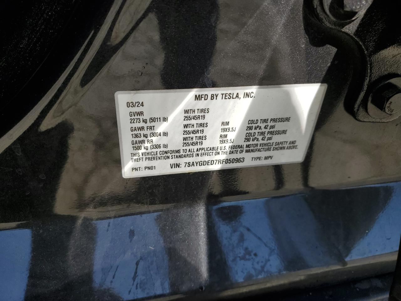 2016 Tesla Model Y VIN: 7SAYGDED7RF050963 Lot: 60683895