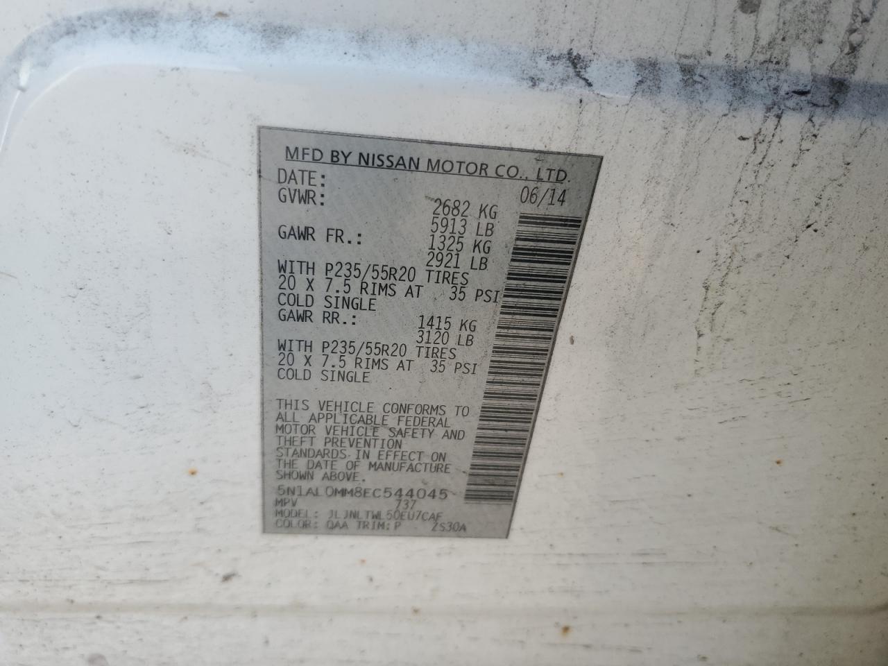 INFINITI QX60 2014 VIN 5N1AL0MM8EC544045 photo 13