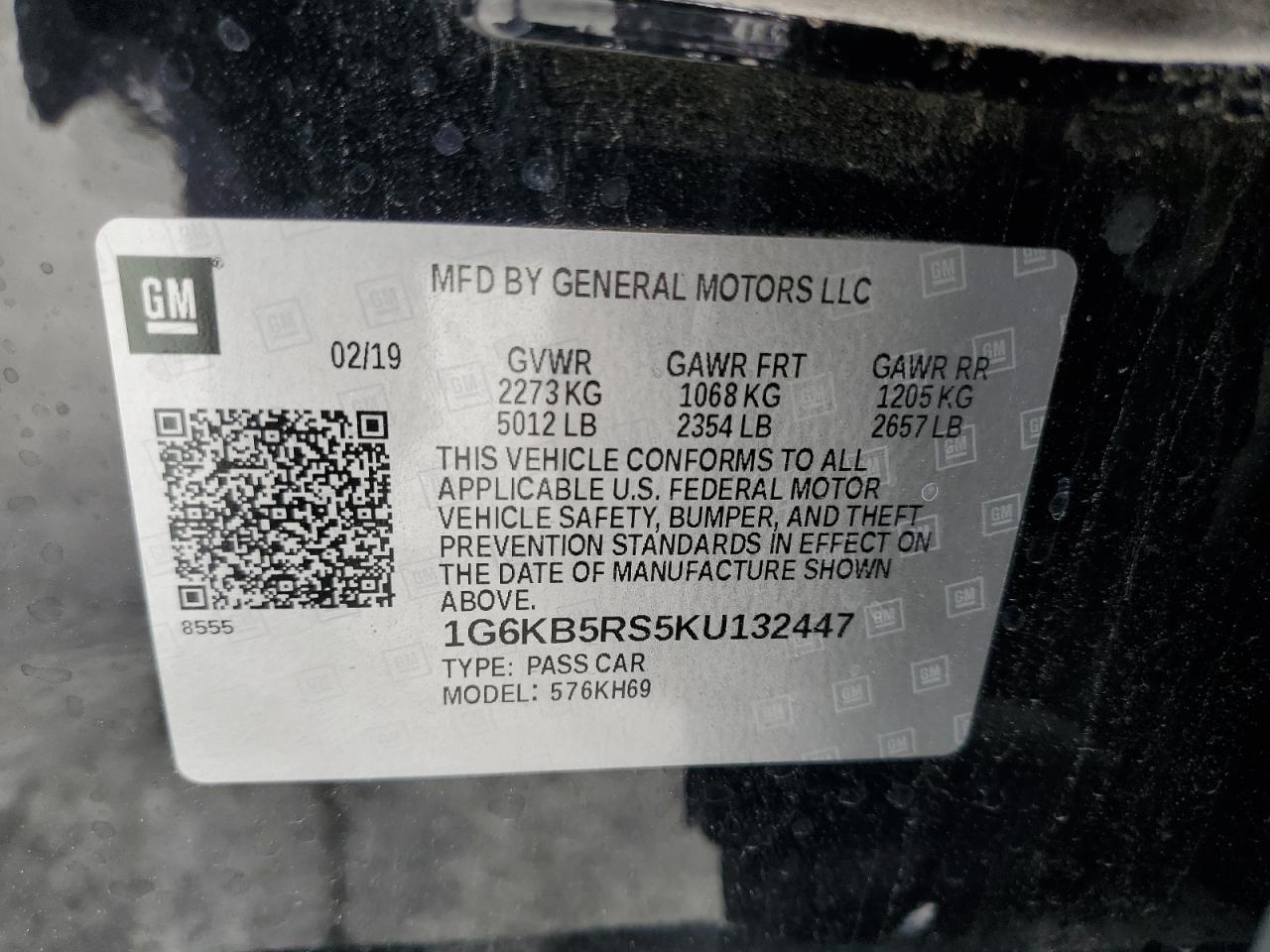 2019 Cadillac Ct6 Luxury VIN: 1G6KB5RS5KU132447 Lot: 61959735