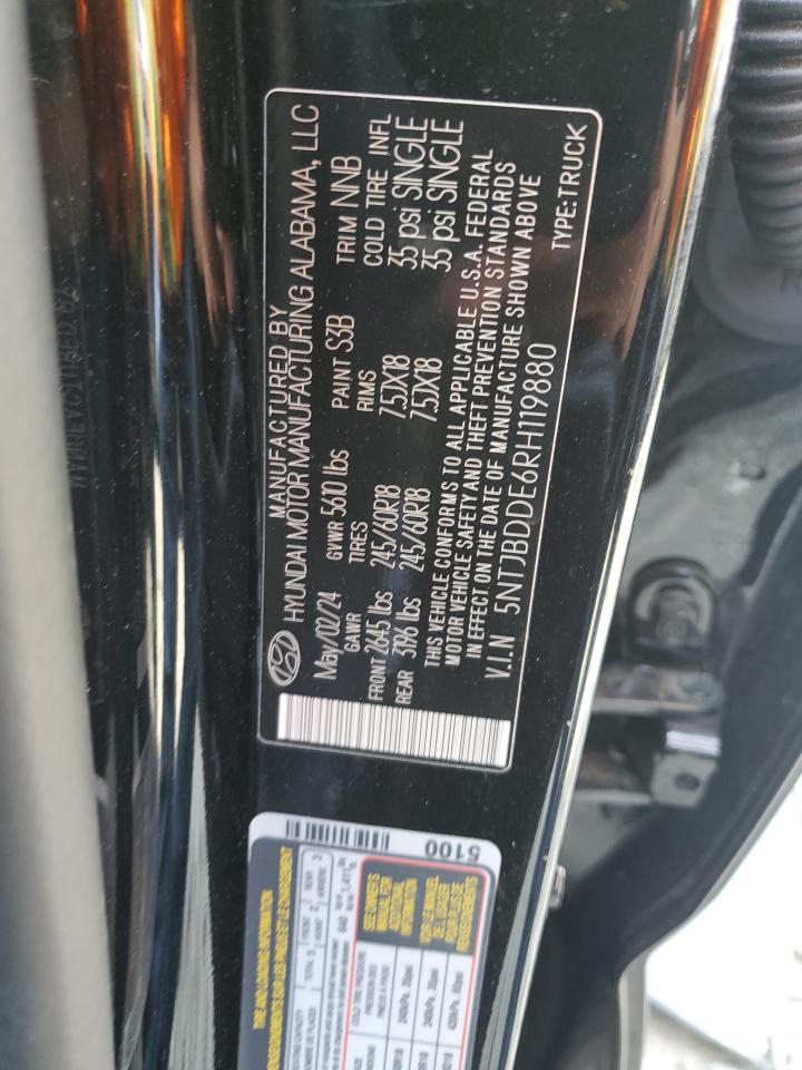 2024 Hyundai Santa Cruz Sel VIN: 5NTJBDDE6RH119880 Lot: 61780195