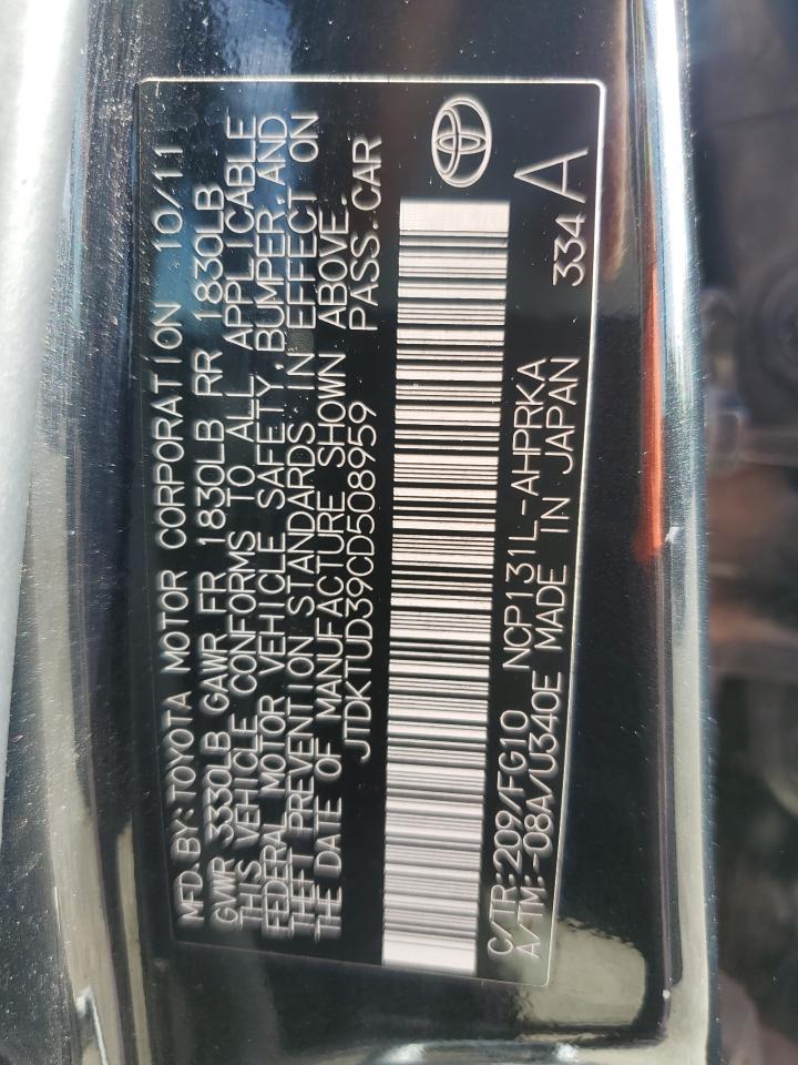 2012 Toyota Yaris VIN: JTDKTUD39CD508959 Lot: 60810115