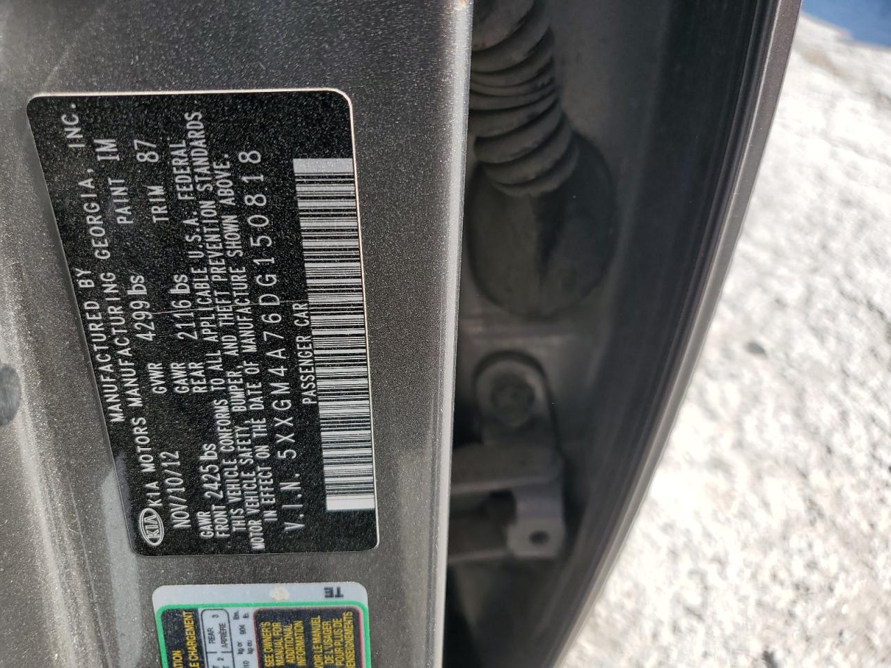 KIA OPTIMA 2013 VIN 5XXGM4A76DG150818 фото 12