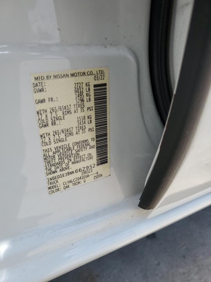 1N6ED1EJ8NN662952 NISSAN FRONTIER 2022