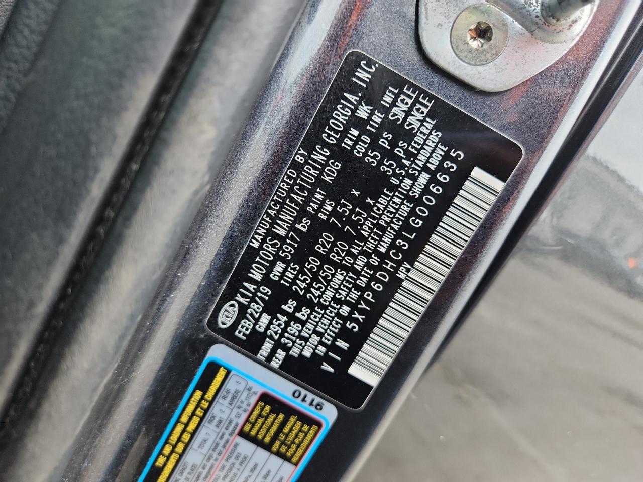 2020 Kia Telluride S VIN: 5XYP6DHC3LG006635 Lot: 59895425