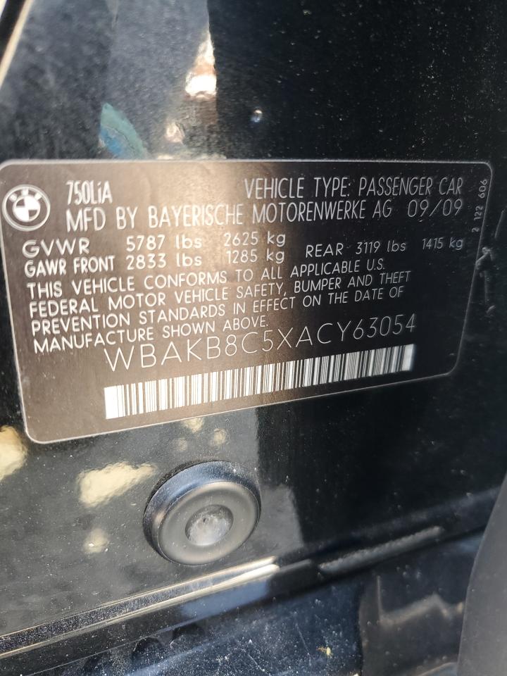 2010 BMW 750 Li VIN: WBAKB8C5XACY63054 Lot: 62151355
