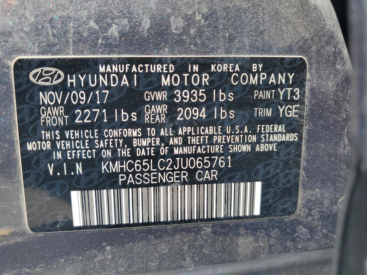 2018 Hyundai Ioniq Blue VIN: KMHC65LC2JU065761 Lot: 61293055