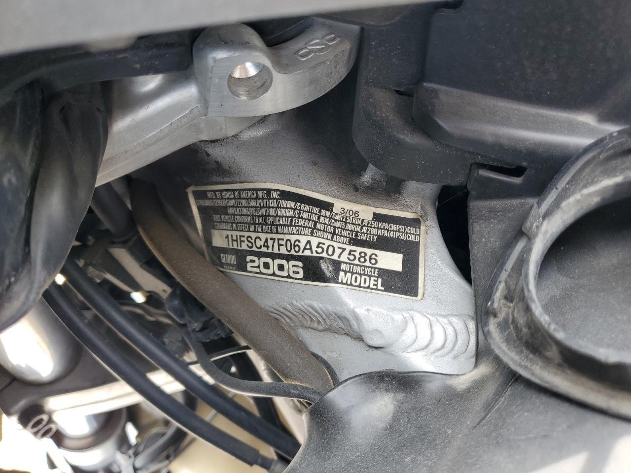 2006 Honda Gl1800 VIN: 1HFSC47F06A507586 Lot: 63045545