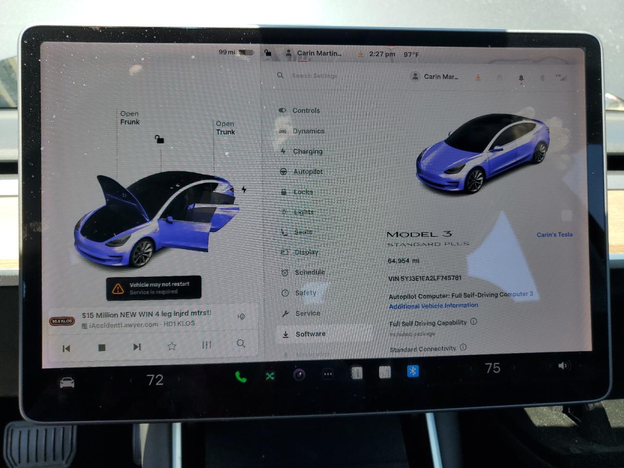 5yj3e1ea2lf745781 5YJ3E1EA2LF745781 2020 Tesla Model 3