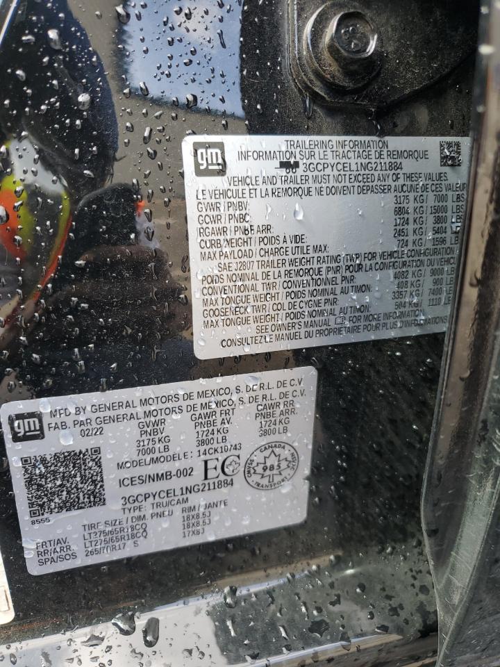 3GCPYCEL1NG211884 CHEVROLET ALL Models 2022